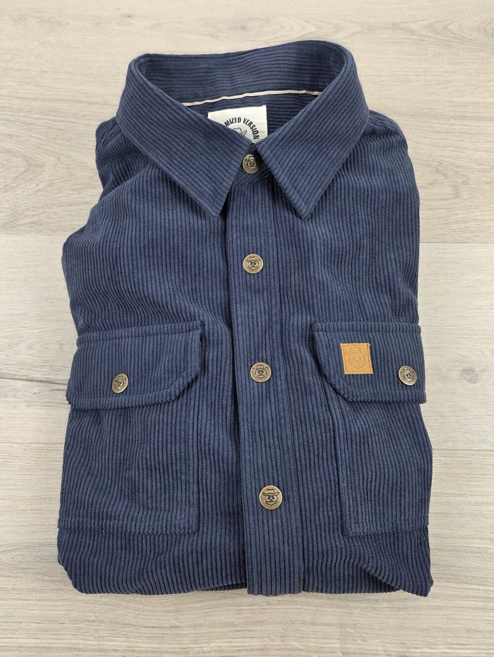 Dubinik Corduroy Shirt Jacket Mens Medium Navy Button Up Pockets